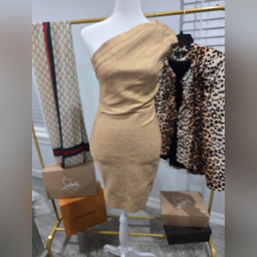 Gold cocktail dress